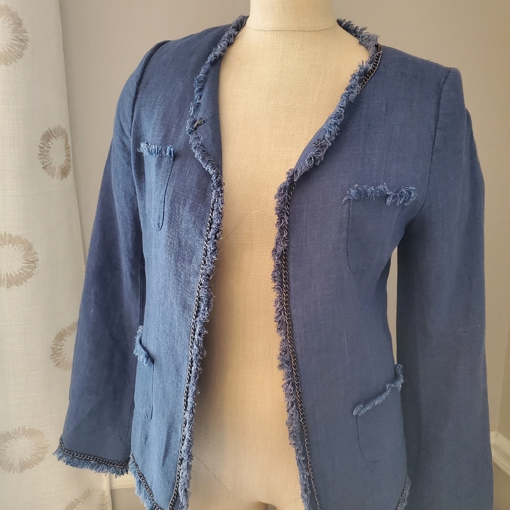 Soft Surroundings beautiful blue linen jacket